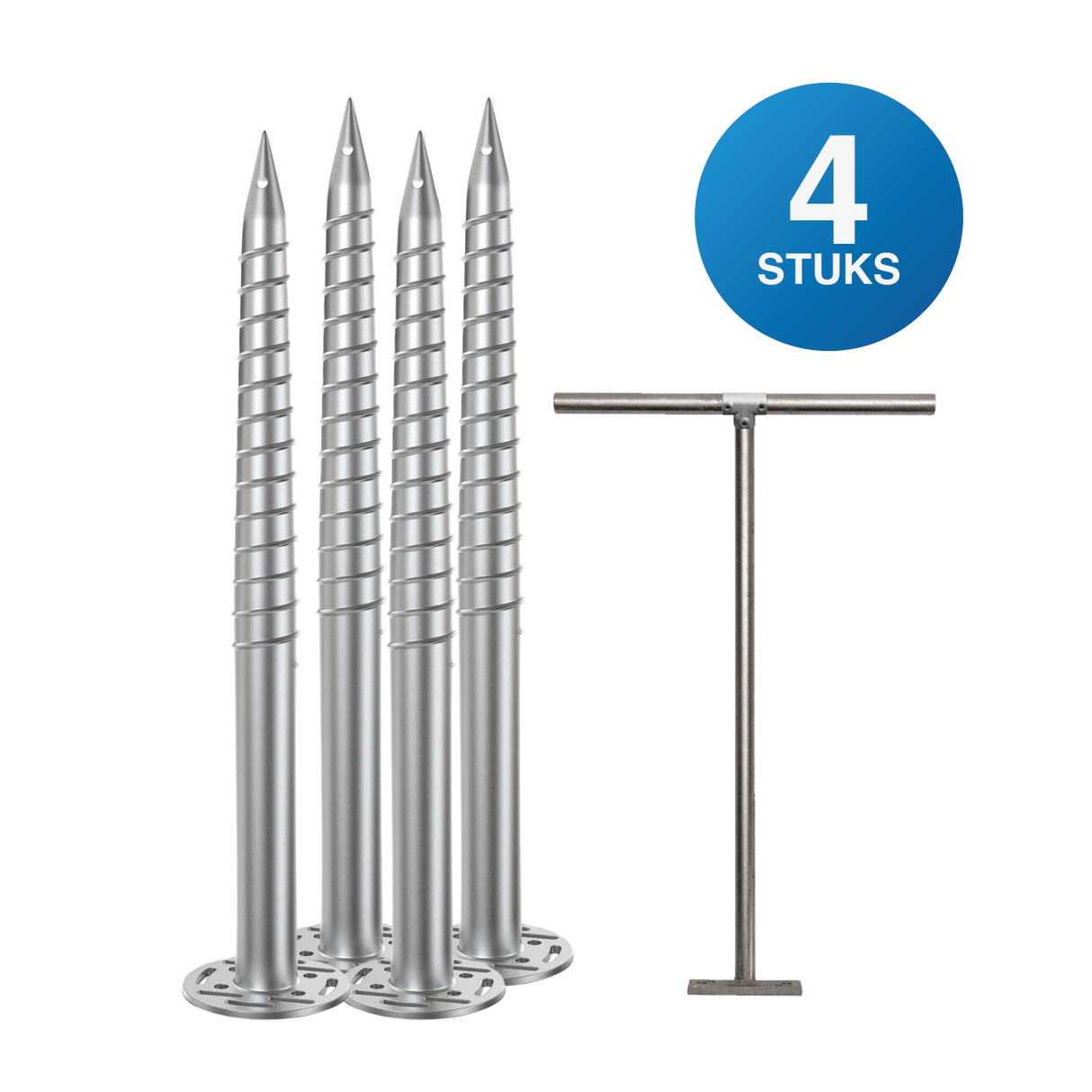 4 stuks Schroeffunderingen voor outdoor informatiezuilen + T-indraaisleutel