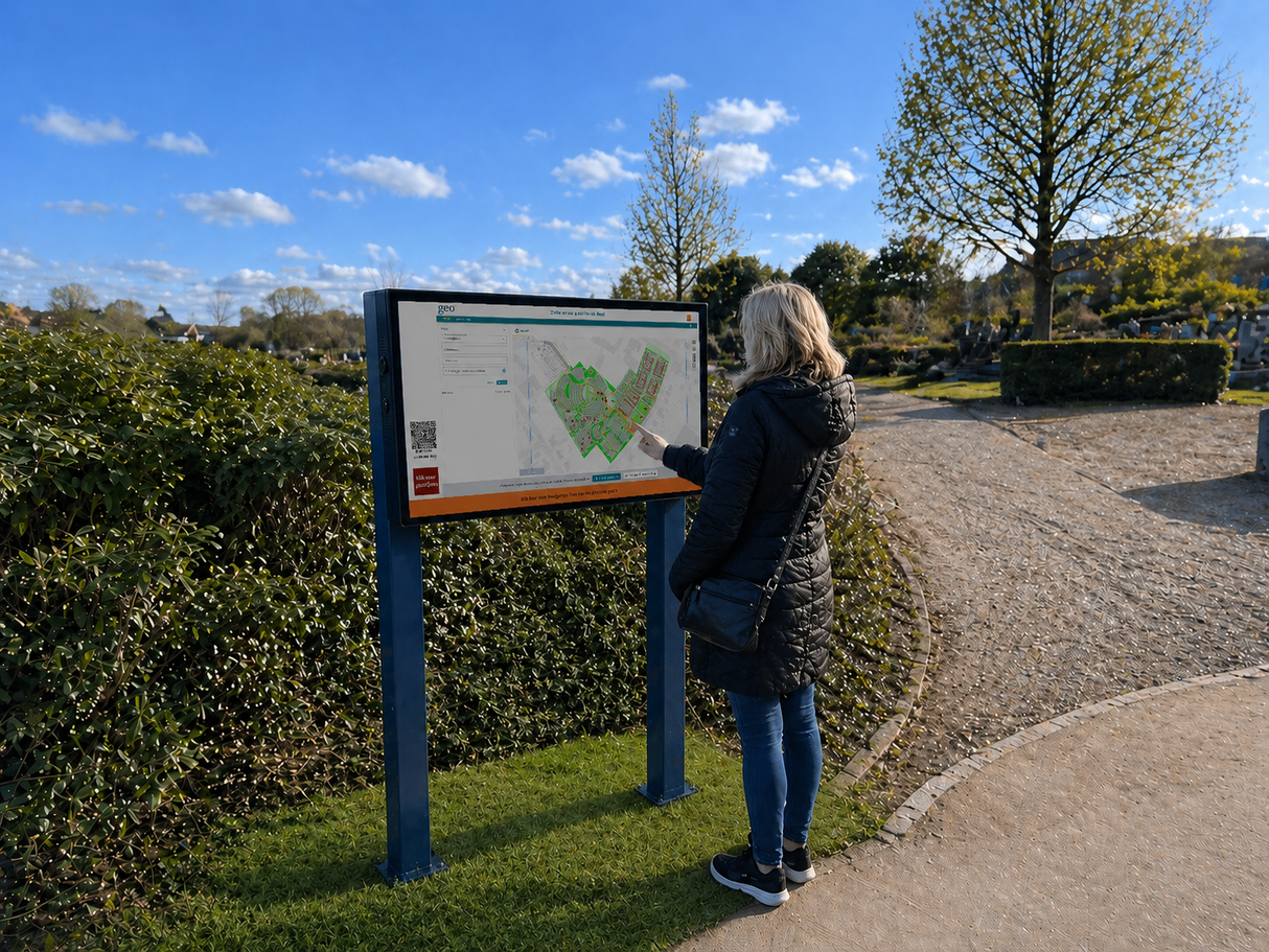 32″ Slank outdoor touchdisplay met hoge helderheid