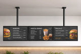 Ophangsysteem voor menubord met 3 schermen. - Digitale Infozuil