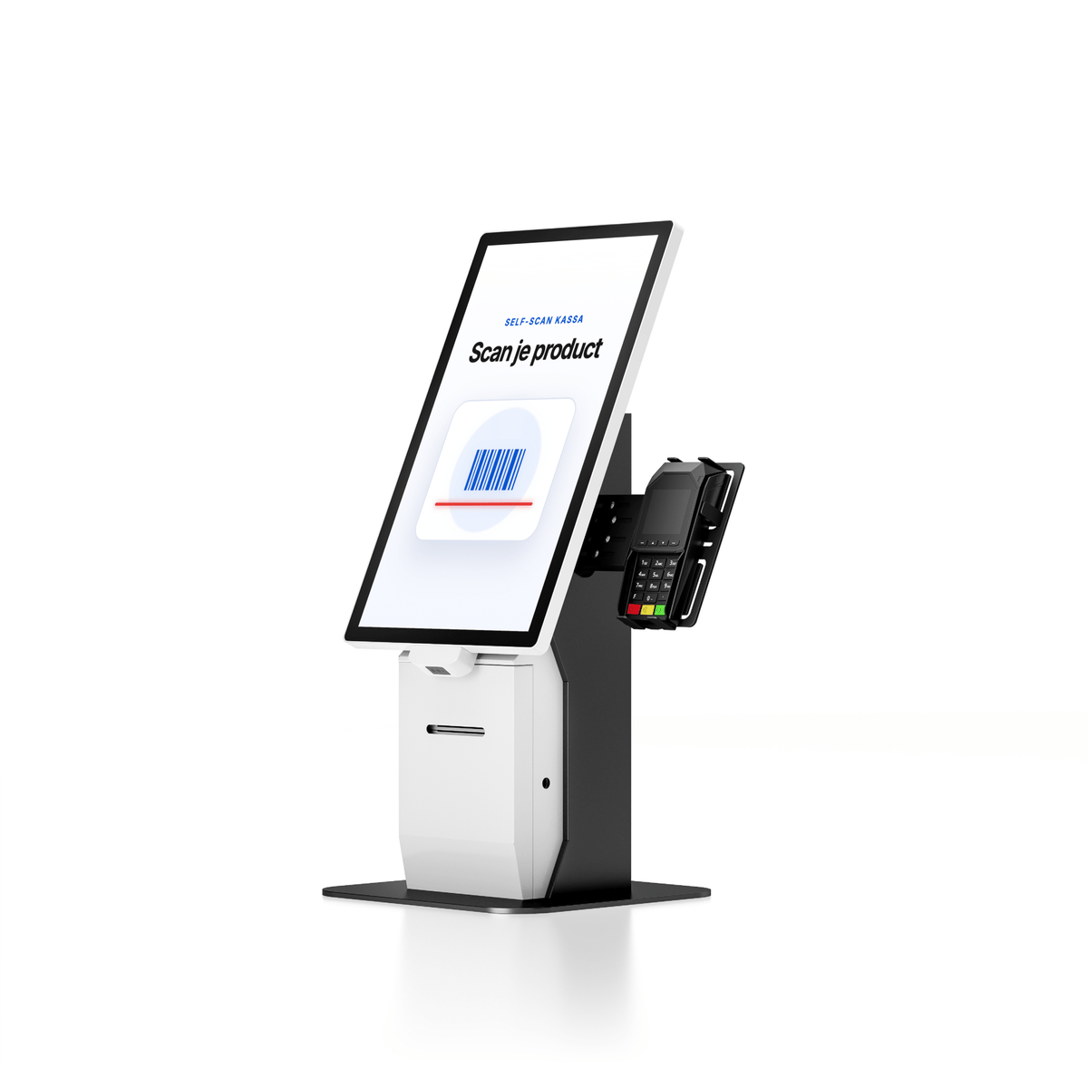 ZB215F 21,5″ self-service bestelzuil met vloerstandaard printer en barcodescanner - Digitale Infozuil