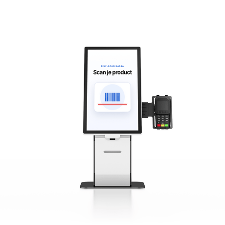ZB215F 21,5″ self-service bestelzuil met vloerstandaard printer en barcodescanner - Digitale Infozuil